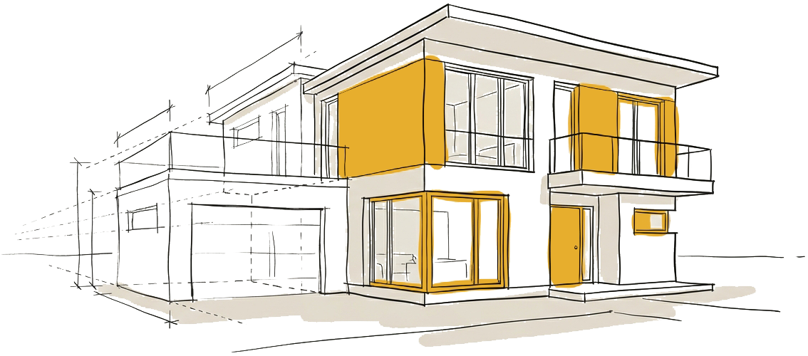 House blueprint and building